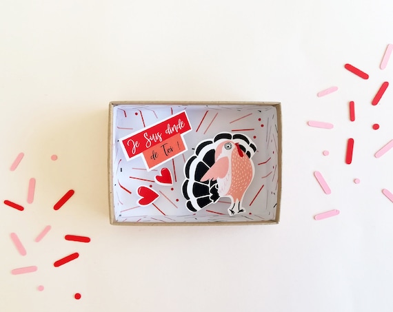 I'm turkey of you message box, Valentine's Holy Gift, matchbox, miniature paper diorama, decorative matchbox, Love Message