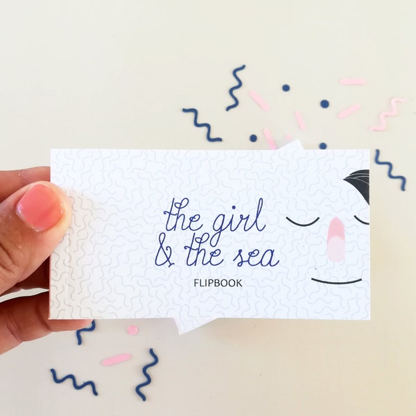 Flipbook, animated book, folioscope The girl and the sea, miniature book, miniature, birthday gift, love gift, couple gift