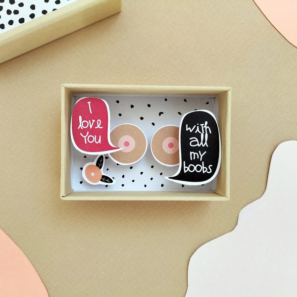 Love message diorama box, boob illustration, small message box, Valentine's Day, Love gift, Valentine's Day gift, love humor