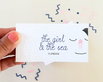 Flipbook, livro animado, A menina e o mar fólio, livro em miniatura, miniatura, presente de aniversário, presente para amantes, presente para casal