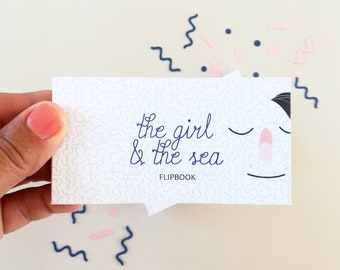 Flipbook, animated book, folioscope The girl and the sea, miniature book, miniature, birthday gift, love gift, couple gift