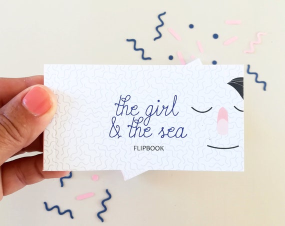 Flipbook, animated book, folioscope The girl and the sea, miniature book, miniature, birthday gift, love gift, gift couple