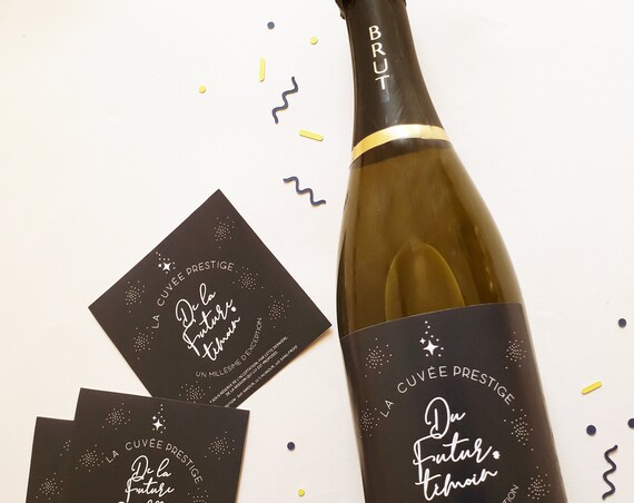 Witness request, champagne wine label, witness announcement, do you want to be a witness, witness wedding, gift boy honor bridesmaid honor