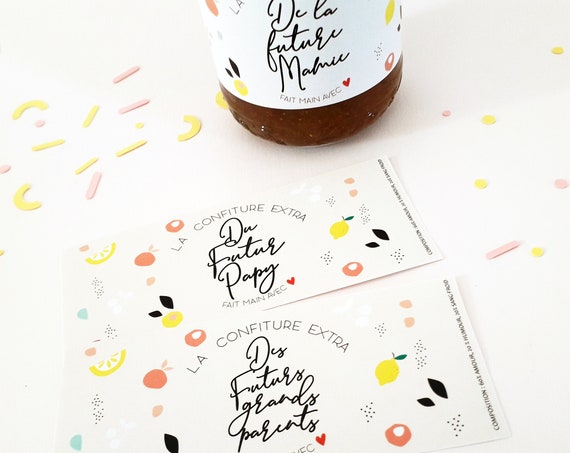 Grandma grandpa label, jam label, pregnancy announcement grandparents, soon dad, family pregnancy announcement, soon grandma granny