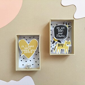Valentine's Day gift, We're feline for the other message box, Valentine's Day, miniature diorama, Decorative matchbox, Love message image 3