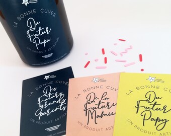 Étiquette papa, futurs grands-parents, étiquette bière, Annonce bientôt papa, annonce grossesse famille, bientôt papy, bientôt mamie