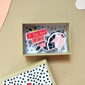 J'suis dinde de toi boîte à message, cadeau saint valentin, boîte d'allumettes, diorama papier miniature, Matchbox décoratif, Message amour