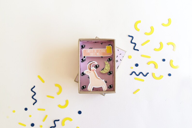 All soft little unicorn card/matchbox/miniature paper diorama / Decorative Matchbox / Love image 3