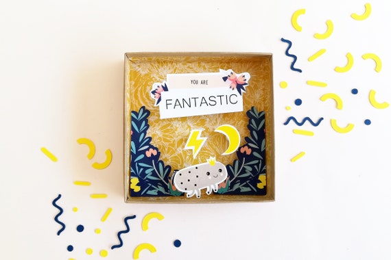 You are fantastic grande boîte à message / boîte d'allumettes / diorama papier miniature / Matchbox décoratif / Message naissance