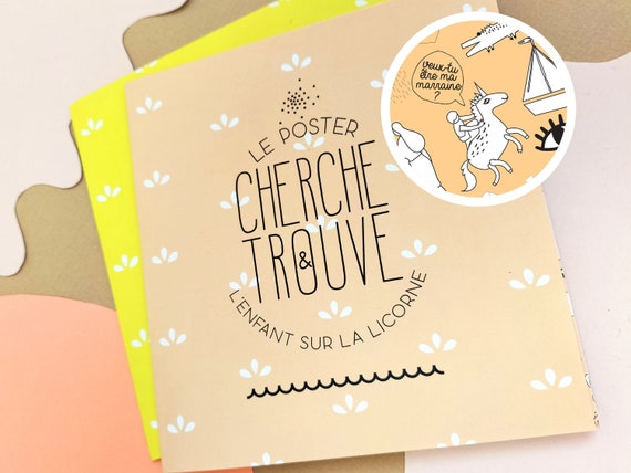 Demande marraine carte poster, jeu cherche trouve, veux-tu être marraine, cadeau marraine, annonce marraine, future marraine enfant