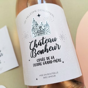 Grandmother wine or champagne label, grandmother announcement, future grandparents, pregnancy announcement, personalized wine label