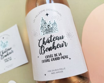 Grandmother wine or champagne label, grandmother announcement, future grandparents, pregnancy announcement, personalized wine label