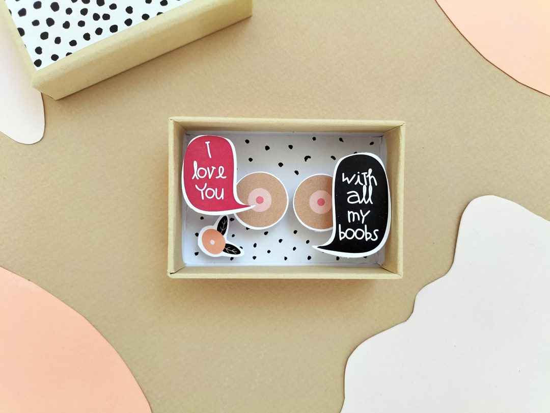 Love Message Diorama Box, Boob Illustration, Small Message Box, Valentine