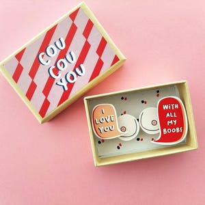 Diorama box love message, breast illustration, small message box, Valentine's Day, Love gift, Valentine's Day gift, love humor