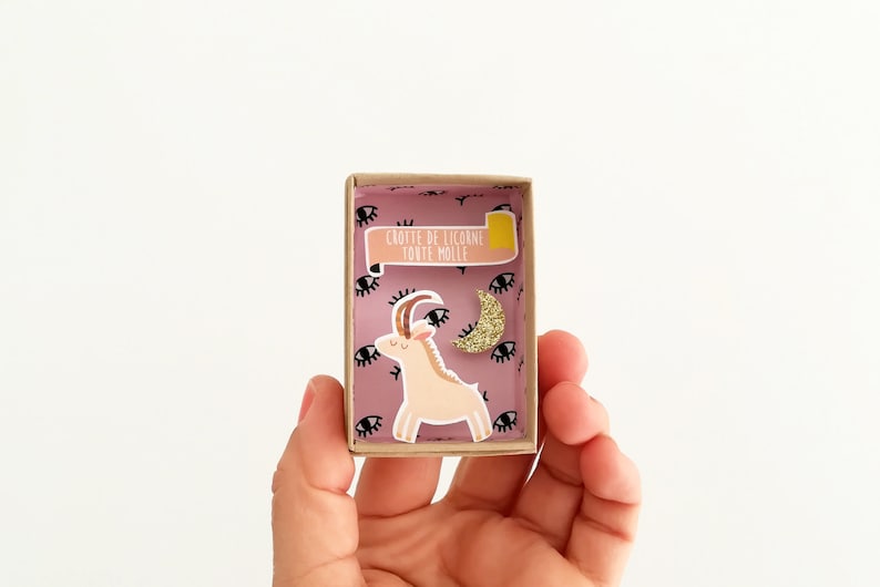 All soft little unicorn card/matchbox/miniature paper diorama / Decorative Matchbox / Love image 1