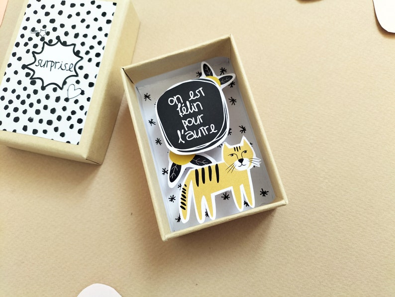 Valentine's Day gift, We're feline for the other message box, Valentine's Day, miniature diorama, Decorative matchbox, Love message image 2