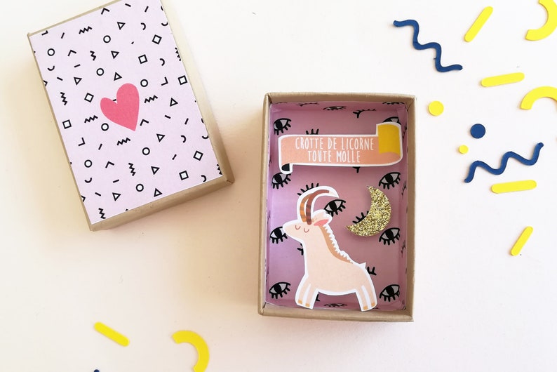 All soft little unicorn card/matchbox/miniature paper diorama / Decorative Matchbox / Love image 2