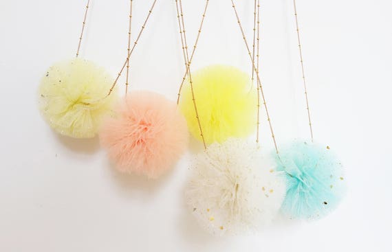 Will you be my bridesmaid MOH flower girl necklace Pom pom pee doo