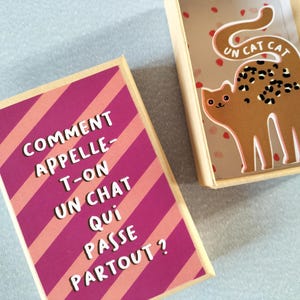 Boîte diorama chat, histoire drôle,  petite boîte à message, message réconfort, cadeau réconfort, cadeau noel prix mini
