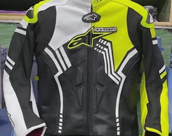 Chaqueta de motociclismo de piel de vaca Alpine Stars, homologada CE