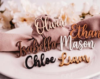 Personalized Wedding Place Cards, Birthday Name Tags, Wooden Table Decor, Guest Tag Events Parties, Table Decor, Guest Name Cards