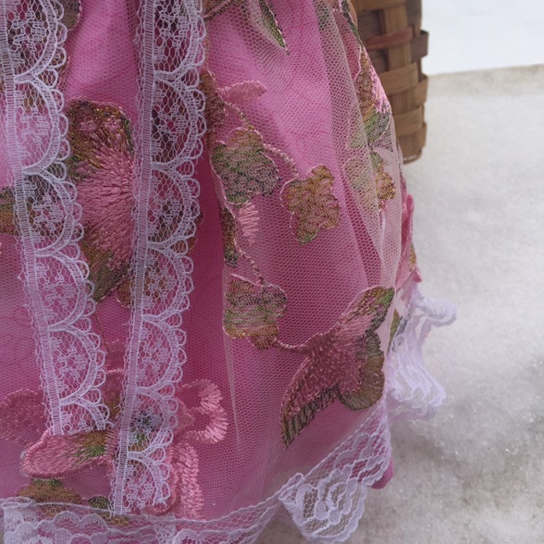 American Girl Doll Clothes Wellie Wisher Doll dress 14.5 inch gown 3D butterfly fabric Maryellen Pretty Pink Prom Dress Last One