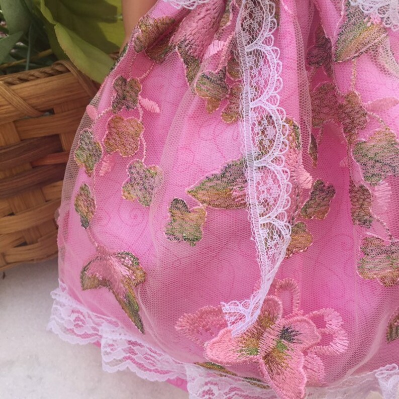 American Girl Doll Clothes Wellie Wisher Doll dress 14.5 inch gown 3D butterfly fabric Maryellen Pretty Pink Prom Dress Last One