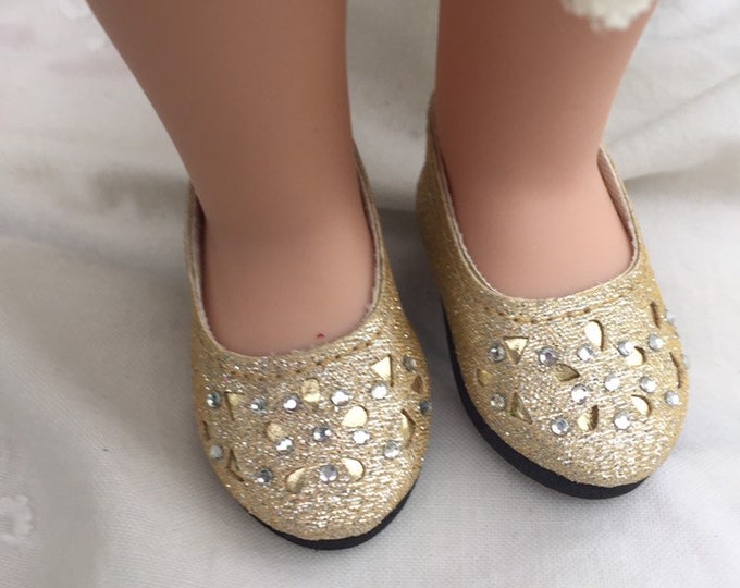 Wellie Wisher Shoes 14 Doll Shoes Gold Doll Shoes, Ruby Red Accessories
