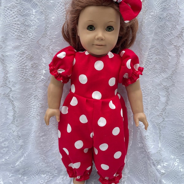 18 inch doll clothes red polka dot pantaloons fits dolls like American girl dolls available in 14 inch Wellie wishers dolls ruby red fashion
