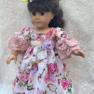 Regency doll dress 18 inch fairy gown sleeves party dress fits dolls like American girl 18 in dolls full flair long gown limited edition