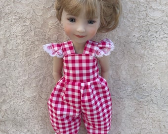 Wellie wishers doll clothes pink checkered romper ruby red jumpsuit 12 inch doll dresses sublies doll