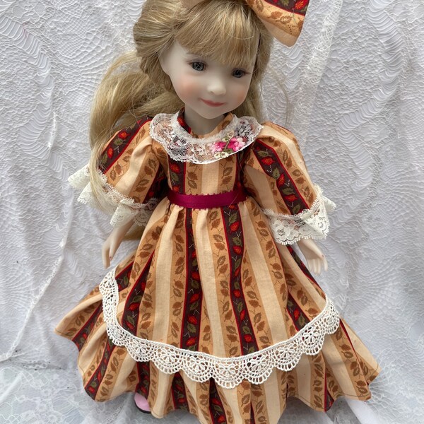 14 inch ruby red fashion friends Wellie wishers doll like American girl ruffles skirt little woman historical civil war doll dress handmade