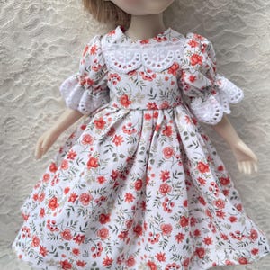 ruby red fashion friends doll dress dainty orange flowes fits 14 inch Wellie wisher girl American dolls available in 18 inch handmade