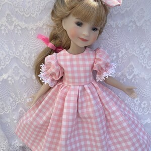 Ruby Red Fashion Friends doll dress 14.5 inch Wellie wishers American girl dolls pink white checkered dress available in 12 inch syblies