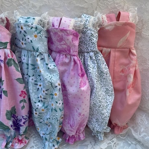 Custom doll romper 14 inch Wellie wishers handmade by Be Just Me available in 18 inch fabric choices in this romper lace flutter design