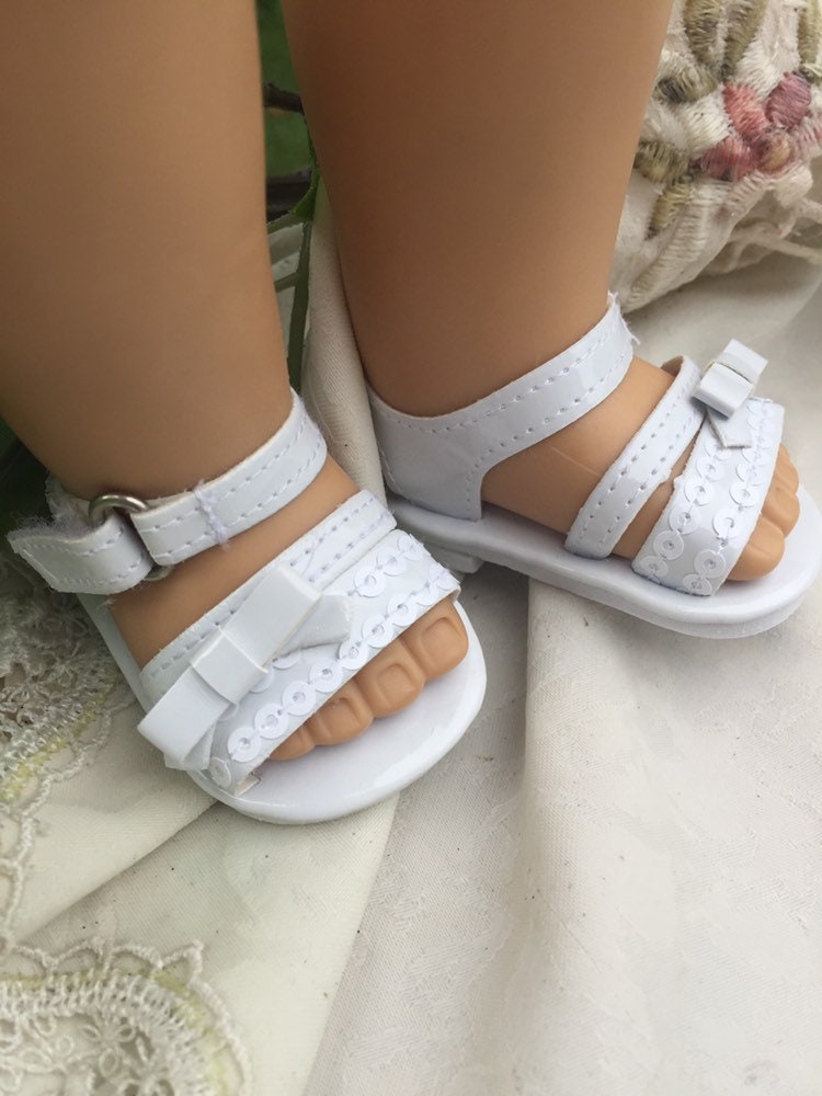 that fit Wellie Wisher Wishers Dolls White Ankle Strap Shoes 