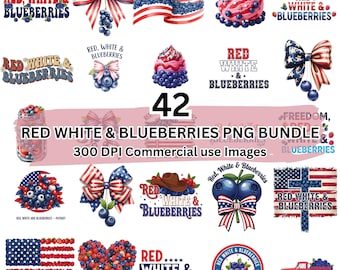 Red White and Blueberries PNG Bundle | Funny USA Flag Fruit Design | 4th of July Patriotic Shirt Graphic | America Sublimation Download