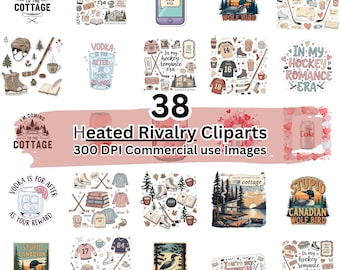 Heated Rivalry PNG Bundle | Hockey Romance PNG | Enemies to Lovers Digital Download | Bookish Hockey Stickers