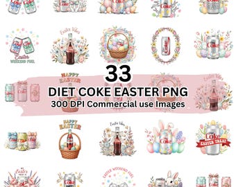 Diet Coke PNG Bundle | Easter Diet Coke PNG, Coquette Bow, Cute Soda Can Sublimation, Girly Aesthetic T-Shirt Design