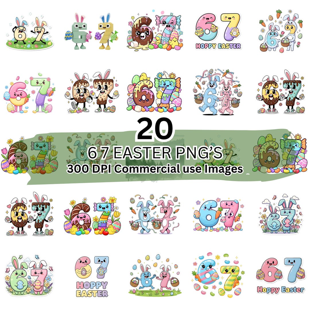 6 7 Easter PNG Bundle | Funny Hoppy Easter Bunny & 67 Easter Egg Kids ...