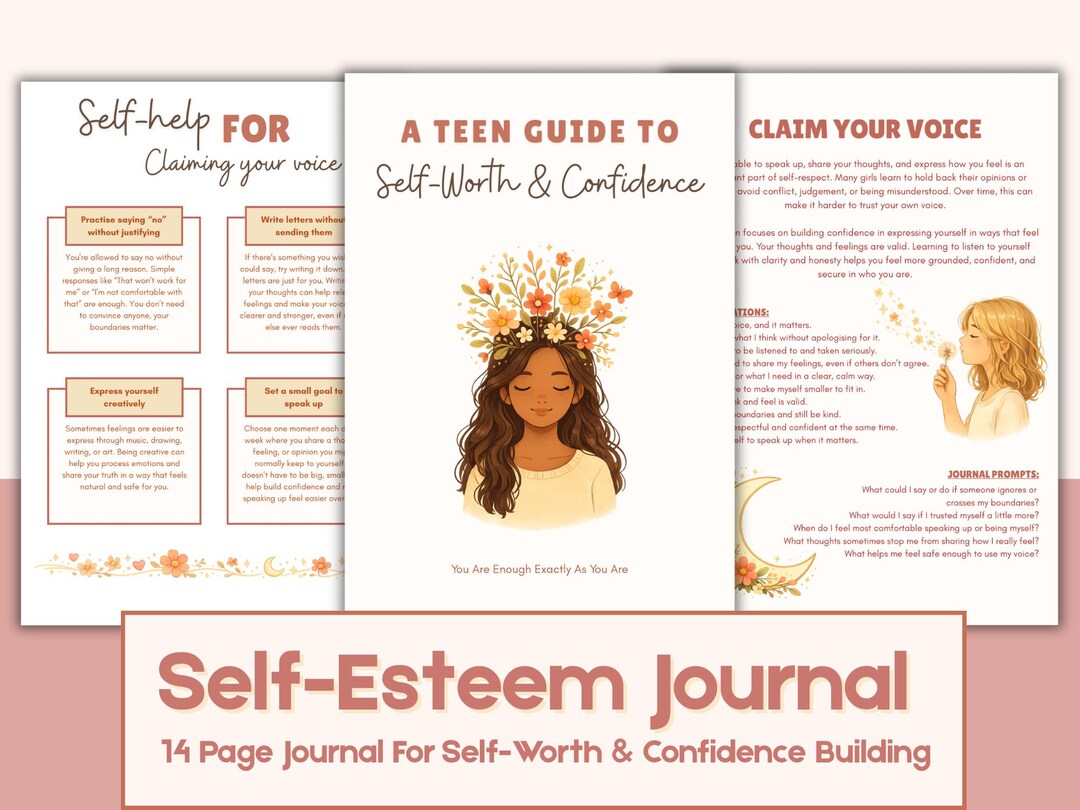 Teen Self-esteem & Confidence Journal | Printable Self-worth Workbook ...