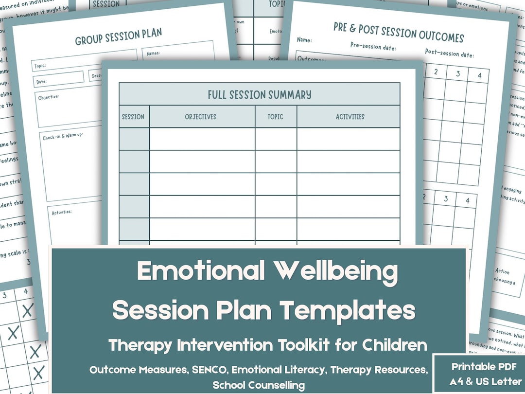 Emotional Wellbeing Session Plan Template | Therapy Resources and ...
