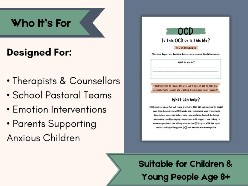 OCD Therapy Worksheet for Kids and Teens | Anxiety Cycle Understanding ...