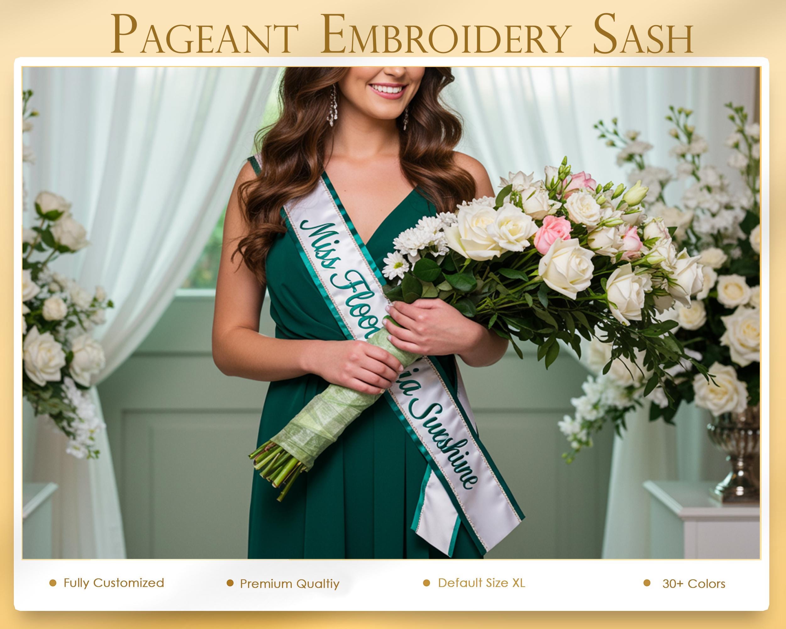 Personalized Sash Custom Miss Title Holder Sash Custom Embroidery Lace ...