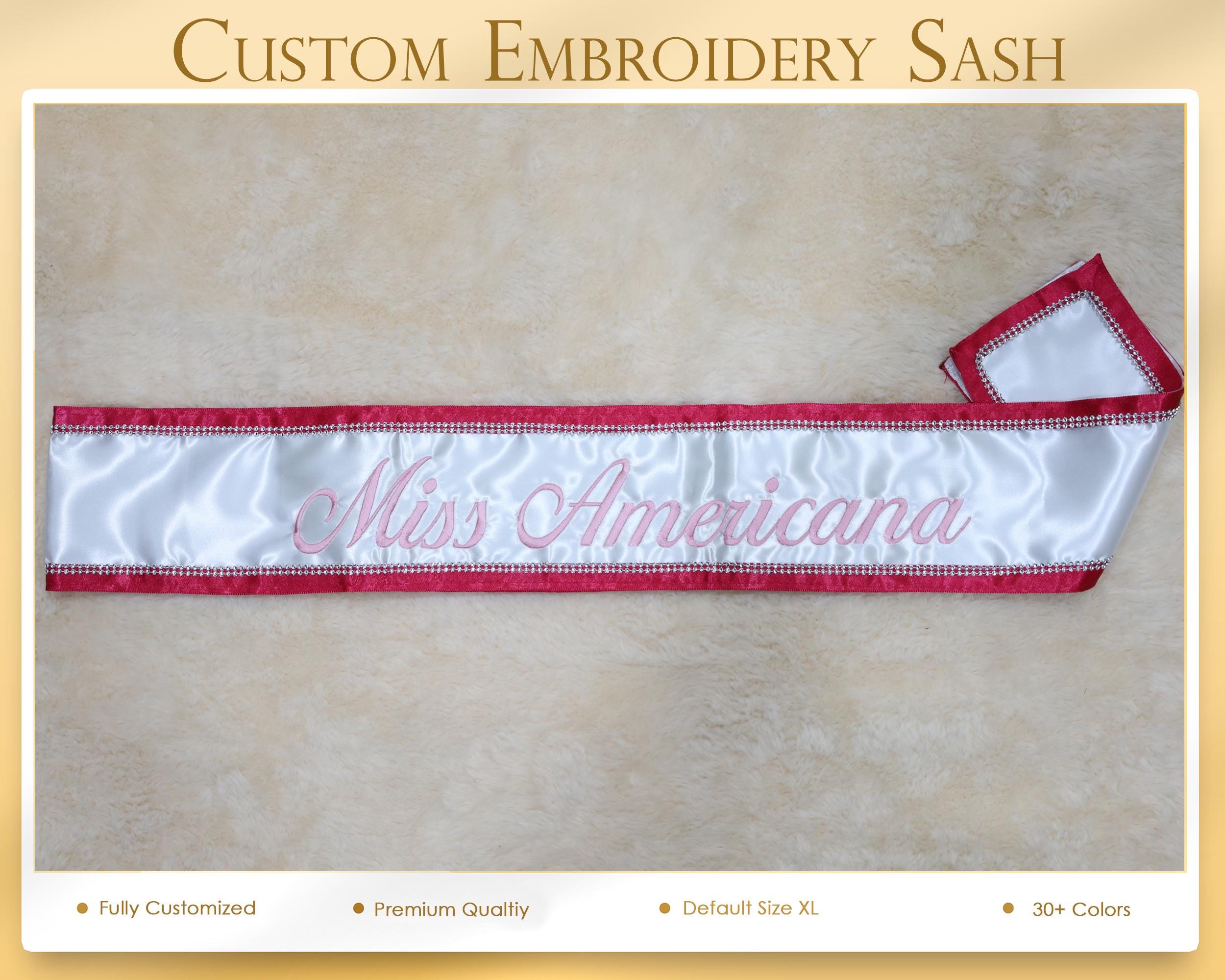 Customized Embroidery Lace Sash Personalized Pageant Sash Custom Lace ...