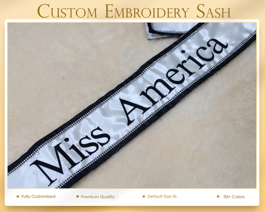 Embroidery Pageant Sash Embroidered Satin Sash Border Lace Sash ...