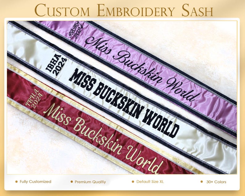 Customized Embroidery Sash Embroidered Satin Sash Border Lace Sash ...