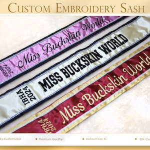 Customized Embroidery Sash Embroidered Satin Sash Border Lace Sash Pageant Sash Bridesmaid Sash Event Sash Custom Lace Sash