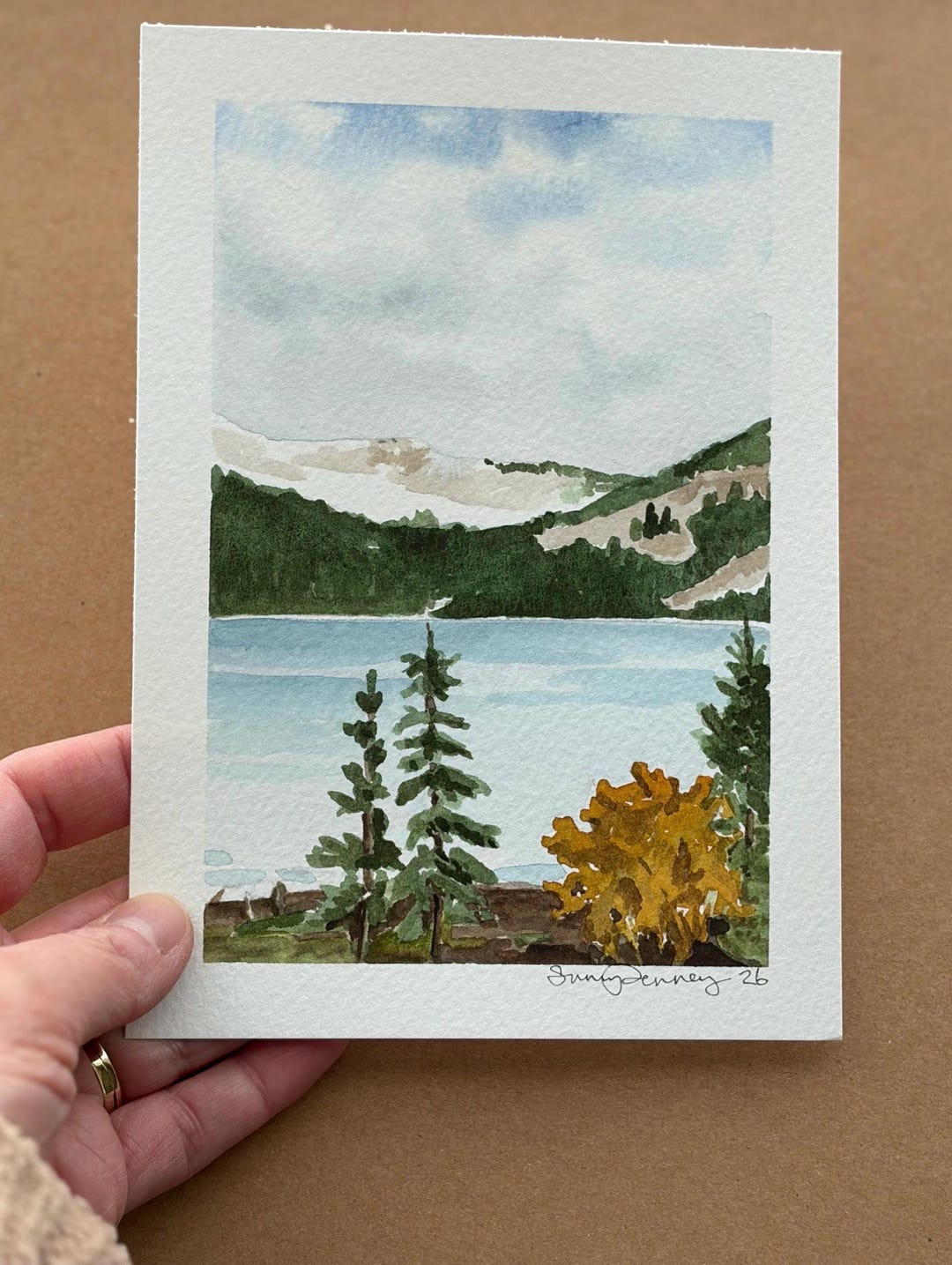 Original 5x7 Watercolor Painting – Rustic Forest Lake - Etsy