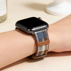 Blue Plaid Apple Watch Band Series 10 9 8 SE 45mm 41mm 40mm, Vintage Tweed Tartan Strap Ultra 2 49mm, Dark Academia Bookish Women Gift